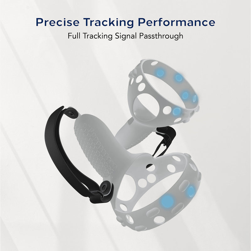 TNP Controller Grips for Oculus Quest 2 / Meta Quest 2 Knuckle Strap Black VR Touch Controller Hand Grip Cover Protector Sleeve with Anti-Throw Adjustable Straps White