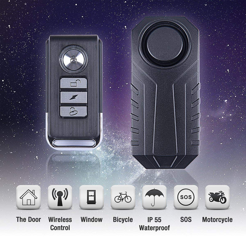 Upgraded Bike Alarm Waterproof with Remote, Vibration Motorcycle Bicycle/Door Burglar Alarm,eBike Anti Theft 113dB Loud, Adjustable Sensitivity, Scooter Accessories Vibration Sensors