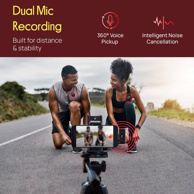 [AUSTRALIA] - Pyle Wireless Lavalier Microphone System | Noise-Canceling Clip-On Mic with Magnetic Mount, 8H Battery, Charging Case, Windscreens | USB-C Plug & Play for Vlogging, Interviews, Streaming & Podcasts 
