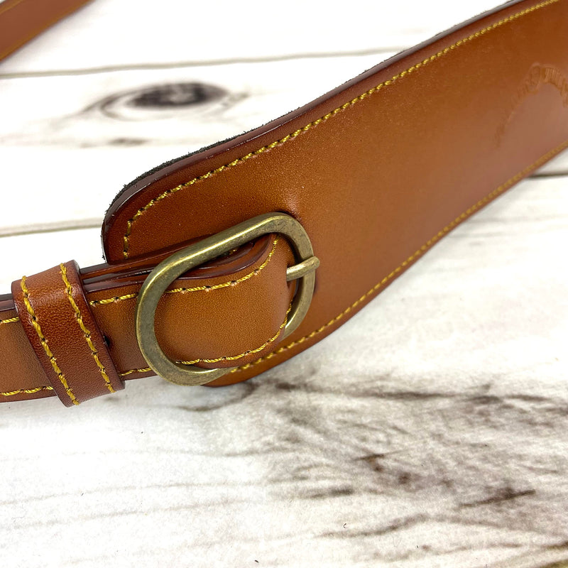 Walker And Williams C-18-VBRN Vintage Brown Premium Grain Leather Slash Guitar Strap With Deluxe Soft Suede Pad For Acoustic, Electric, And Bass Guitars