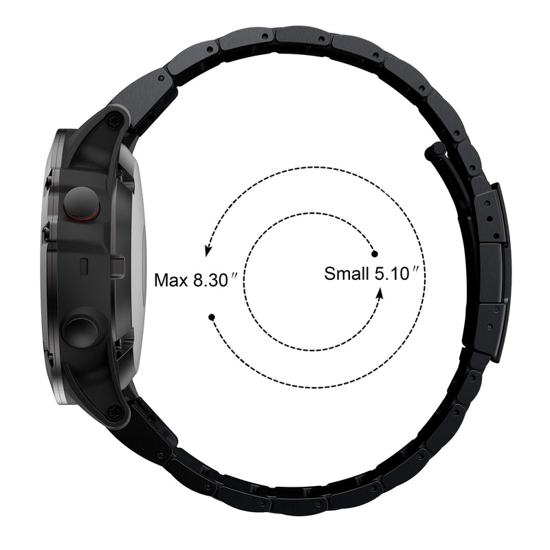 Band Compatible with Fenix 8 51mm/ Fenix 7X/ Fenix 6X Band, 26mm Titanium Metal Band Quick Fit Replacement Strap for Garmin Fenix 7X/ 6X Pro/ 5X/ 5X Plus/Enduro 3/tactix 7 Bands, Black