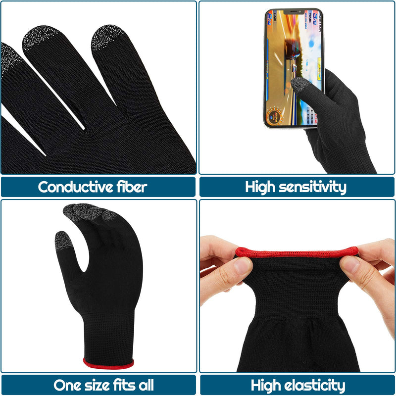 4 Pairs Game Gloves for Gaming Mobile Game Controllers Finger Gloves Set, Anti-Sweat Breathable Touch Finger Gloves Silver Fiber Material for Phone Games PUBG