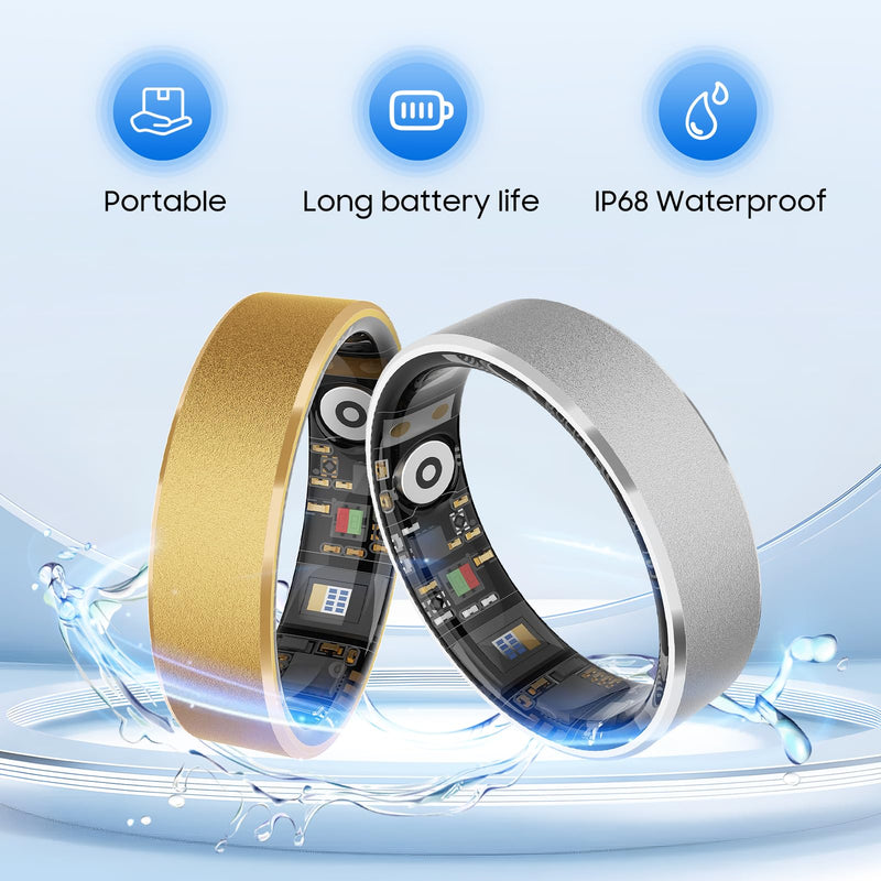 Smart Health Ring, Featuring Stress and Sleep Monitoring Functions, Compatible with iOS and Android,Waterproof Fitness Tracker for Women & Men, No Subscription Fee. (Black, 9)