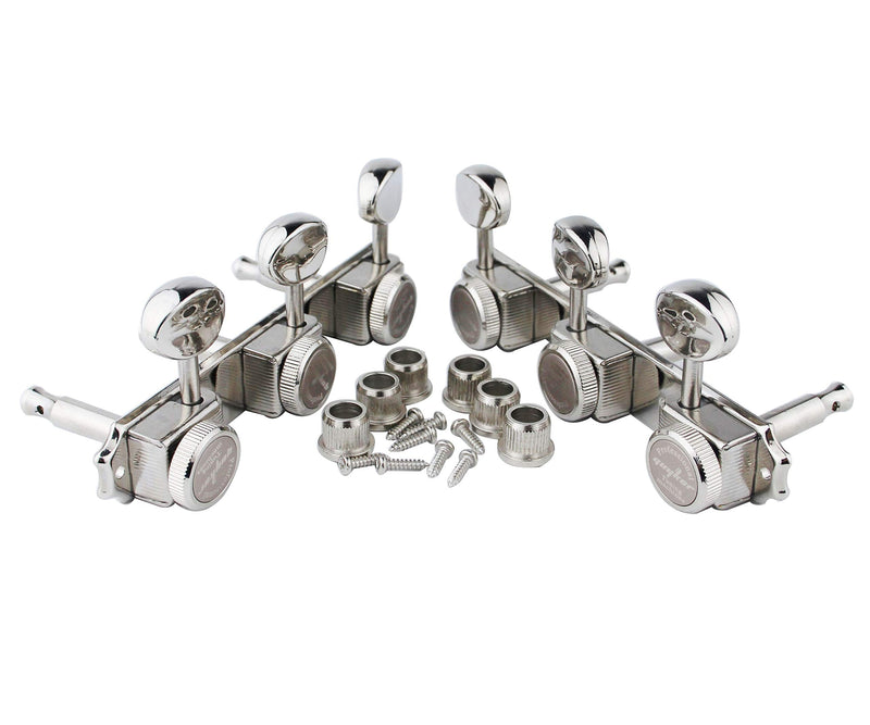 [AUSTRALIA] - Guyker Guitar Locking Tuners on a Plate 3R-3L – Vintage Style Lock String Tuning Key Pegs Machine Heads Replacement, Nickel 