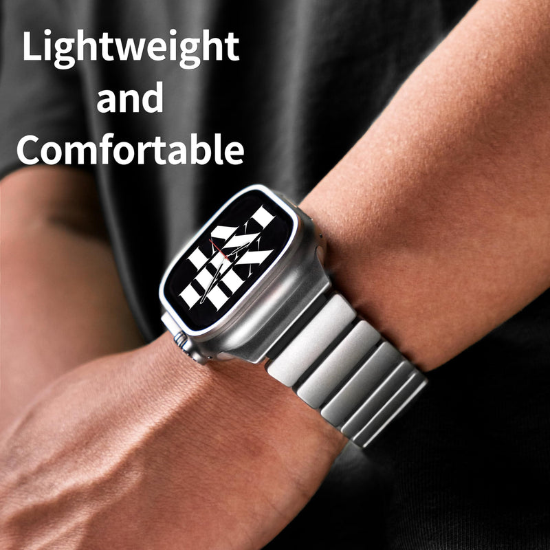 Titanium Band Compatible with Apple Watch Ultra 3/2/1 49mm 46mm 45mm 44mm 42mm,Titanium Silicone Dual Layer, Magnetic Clasp Metal Bracelet Replacement Strap for iWatch Series 11 10 9 8 7 6 5 4 3 2 1 SE (Titanium Black, 49mm/46mm/45mm/44mm/42mm(Series 3))