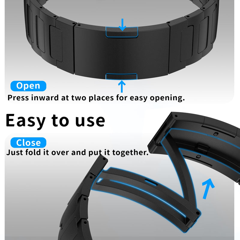 Pure Titanium Bands Compatible with Apple Watch Ultra 3/2/1 Series 11 10 9 8 7 6 5 4 SE, Band for Apple Watch 49mm 46mm 45mm 44mm, 49g Lightweight Titanium Metal Strap for iWatch Black 49mm/46mm/45mm/44mm