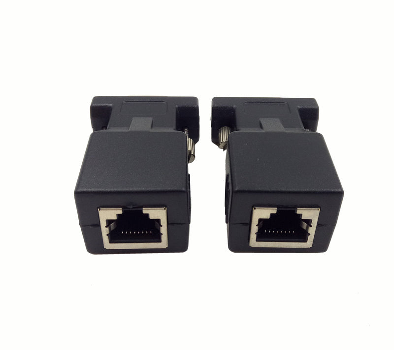 Halokny VGA Extender Over Ethernet Adapter, VGA 15 Pin Male to CAT5 CAT6 RJ45 Female Network Cable Extender Connector Adapter(2-Pack)