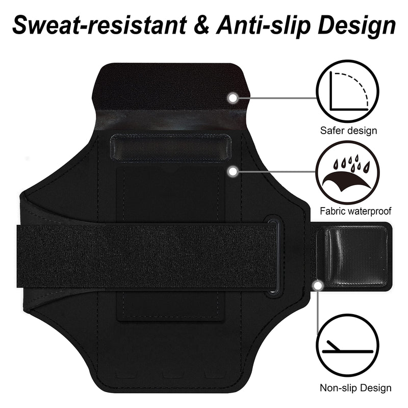 Armband for iPhone 15 Pro Max/15 Plus/iPhone 14 Pro Max/14 Plus/13,12,11 Pro Max/XS Max/iPhone 8/7 /6 Plus,Water Resistant Sport Armband with Zipper Slot for Airpods and Keys (Black) Black