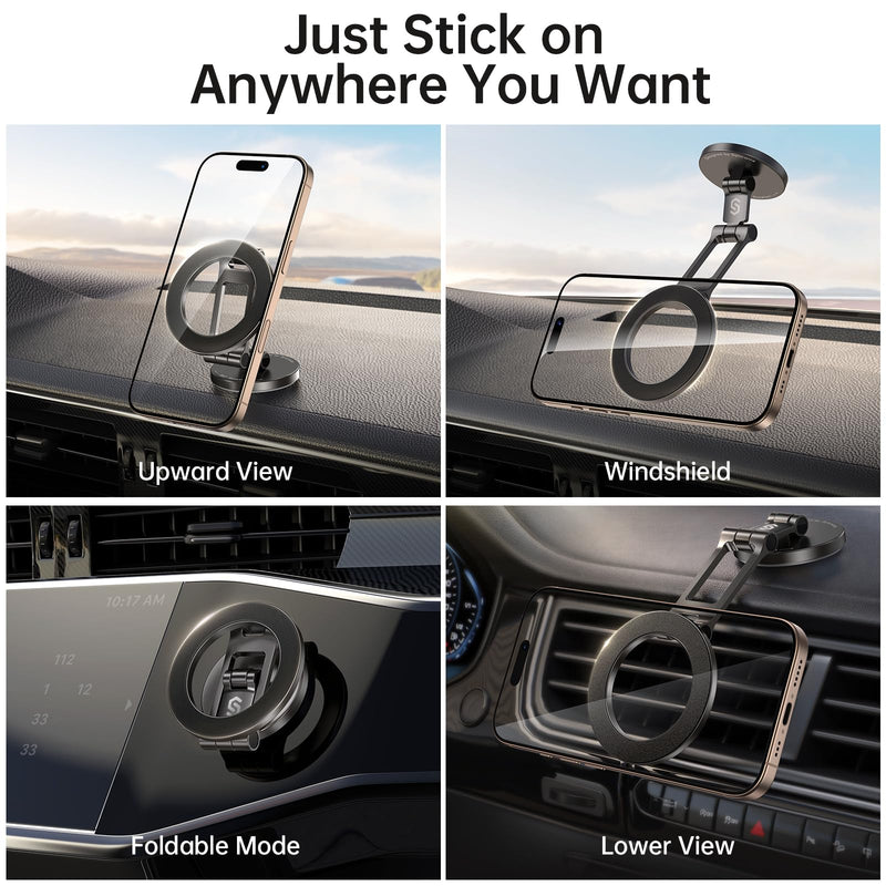 SYNCWIRE MagSafe Car Mount Bundle - 360° Rotating Magnetic Phone Holder for Car Dashboard & Tesla Screen, Strong Magnets Compatible with iPhone 16 15 14 13 Pro Max & Samsung