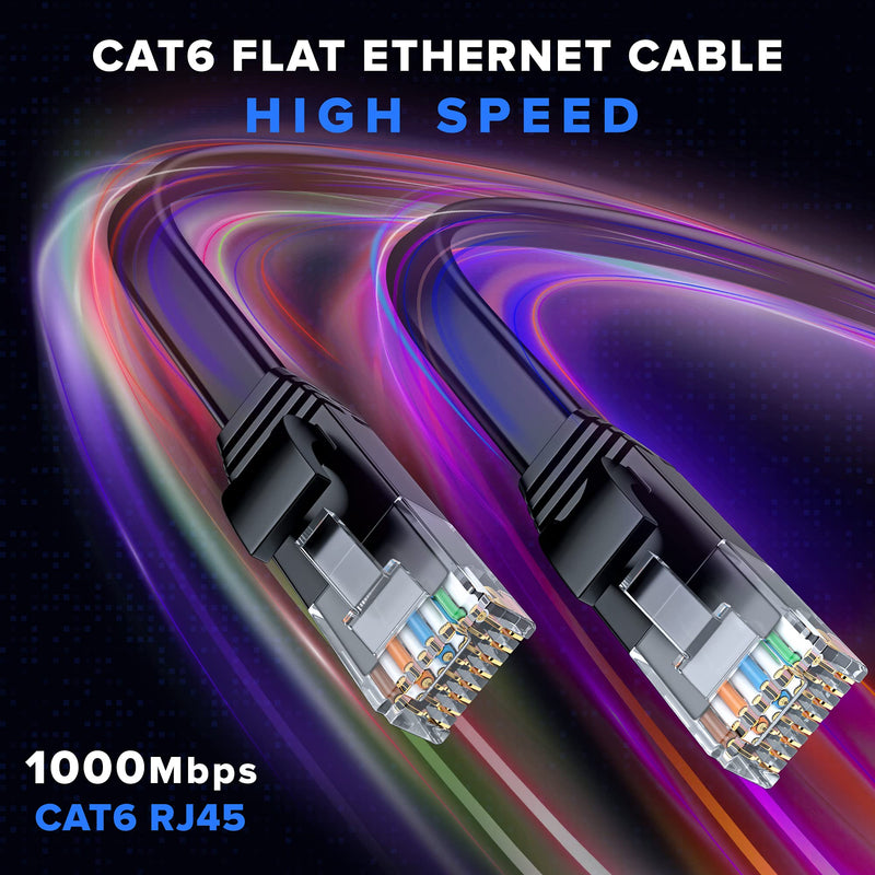 Maximm Cat 6 Ethernet Cable, 30 Ft, Orange, 6 Pack, Flat Patch Cord RJ45 30 Feet
