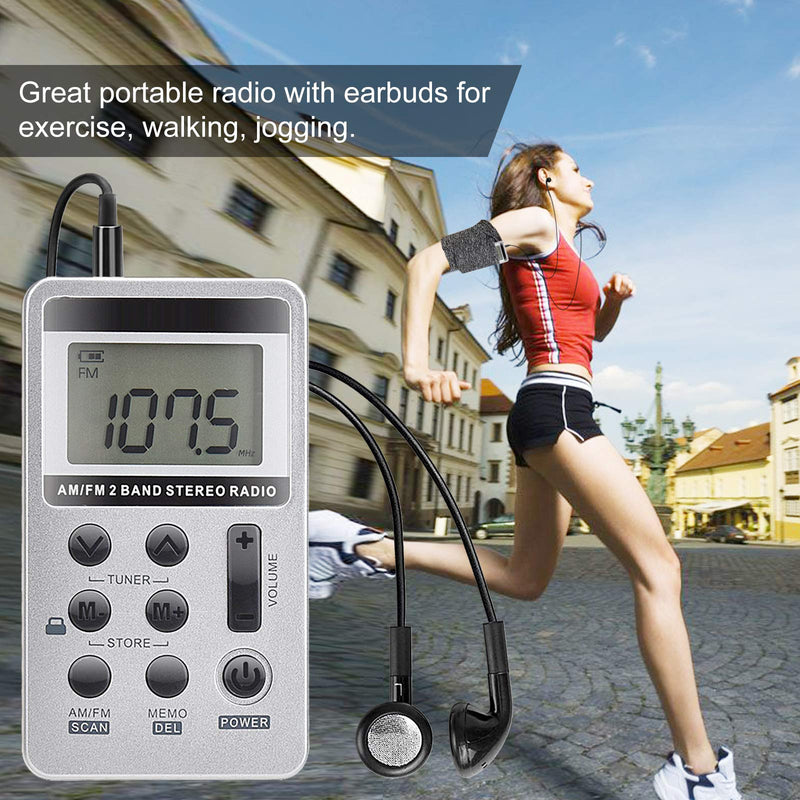 [AUSTRALIA] - AM FM Portable Radio,Vnaovd Digital Tuning Personal Pocket Radio with Best Reception, Rechargeable Battery,Stereo Earphone,Lock Screen for Walk Jogging Gym Camping HS-1 
