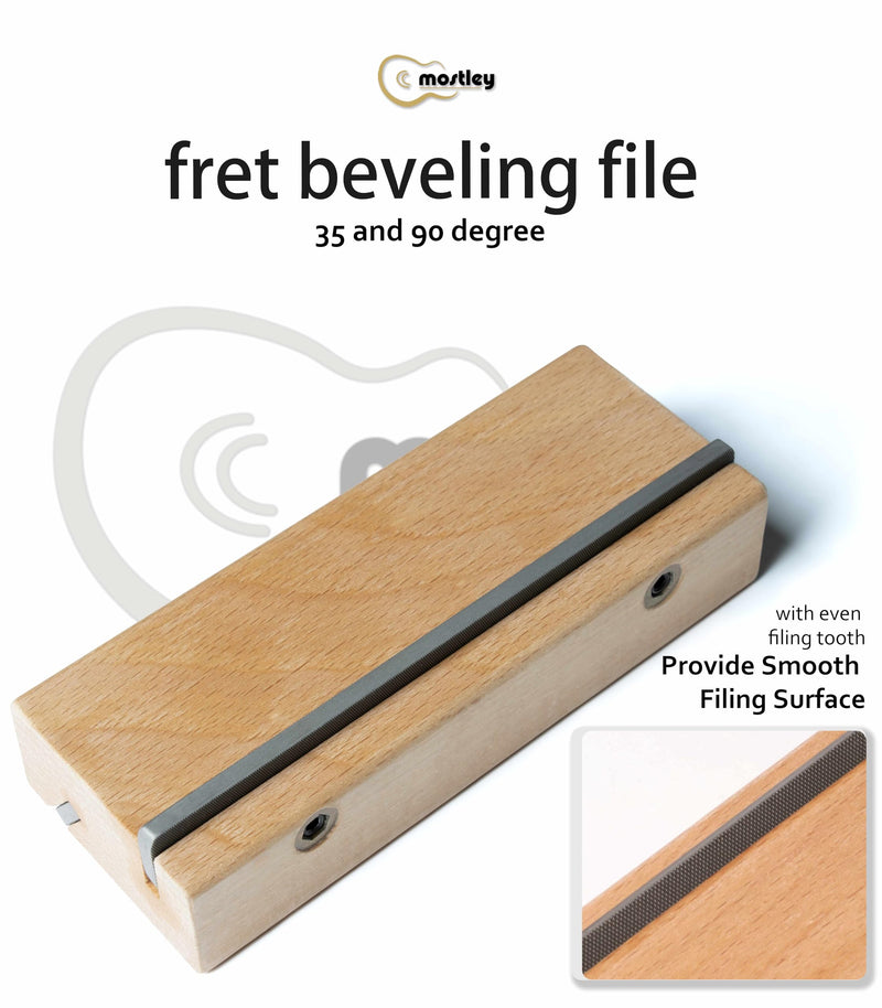 [AUSTRALIA] - Guitar 𝙁𝙧𝙚𝙩 𝙀𝙣𝙙 𝘽𝙚𝙫𝙚𝙡𝙞𝙣𝙜 𝙁𝙞𝙡𝙚 Angled 35/90 Degree, Removable Frets Edge Dressing File, Luthier Fretting Sprout Beveler Tool, Fret End Trimming File with Solid Wooden Handle 