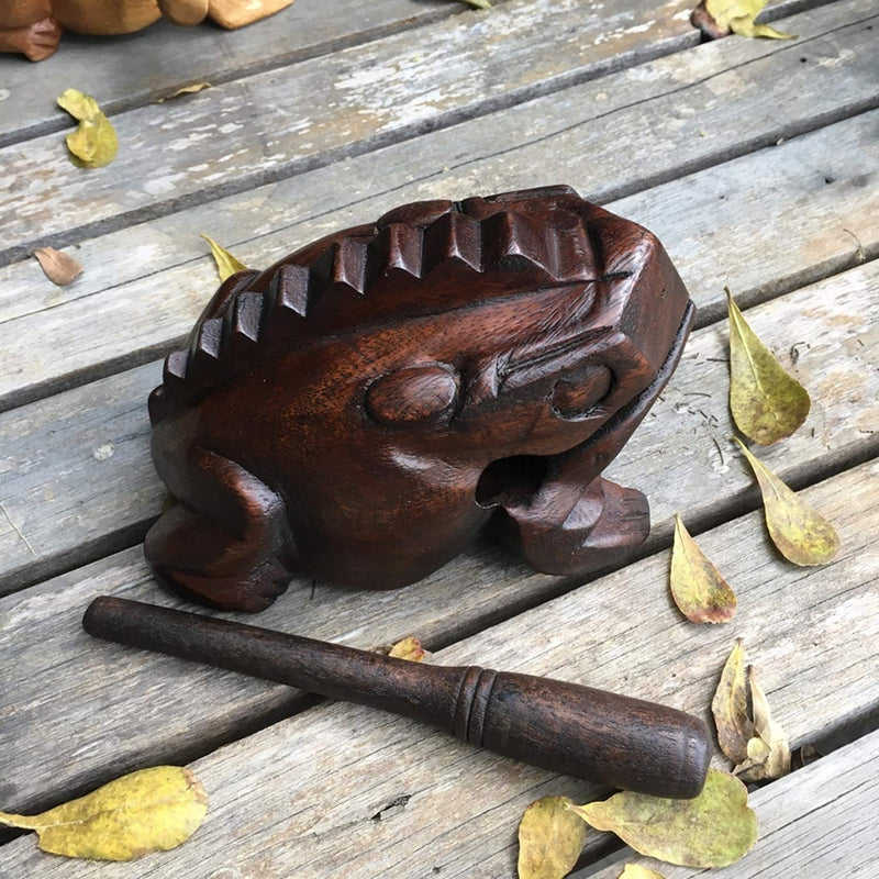 Wooden Percussion Frog, Cricket and Owl Set 3 Musical Instrument Products From Thailand Home Office Decoration Nice Gift (Small) Small
