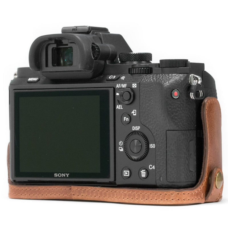 MegaGear MG1130 Sony Alpha A7S II, A7R II, A7 II Genuine Leather Camera Half Case and Strap - Dark Brown