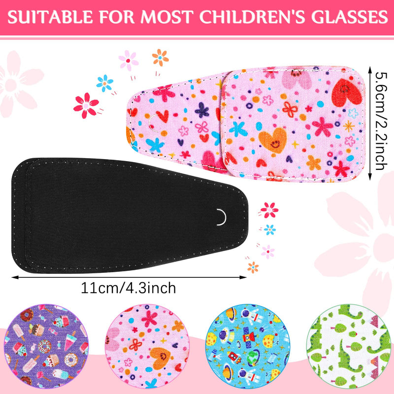 Haysandy 4 Pcs Eye Patches for Kids Reusable Eyepatch for Glasses to Cover Either Eye, Pink Blue Green White, 4 Styles (Dino Flower Outer Space Ice Cream) Dino Flower Outer Space Ice Cream