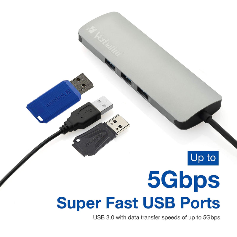Verbatim® 9-in-1 USB C Hub Adapter with 4K HDMI, 100W Power Delivery, USB 3.0, SD Card Readers, Gigabit LAN, 3.5mm Port for USB C Laptops 9 in 1 Hub