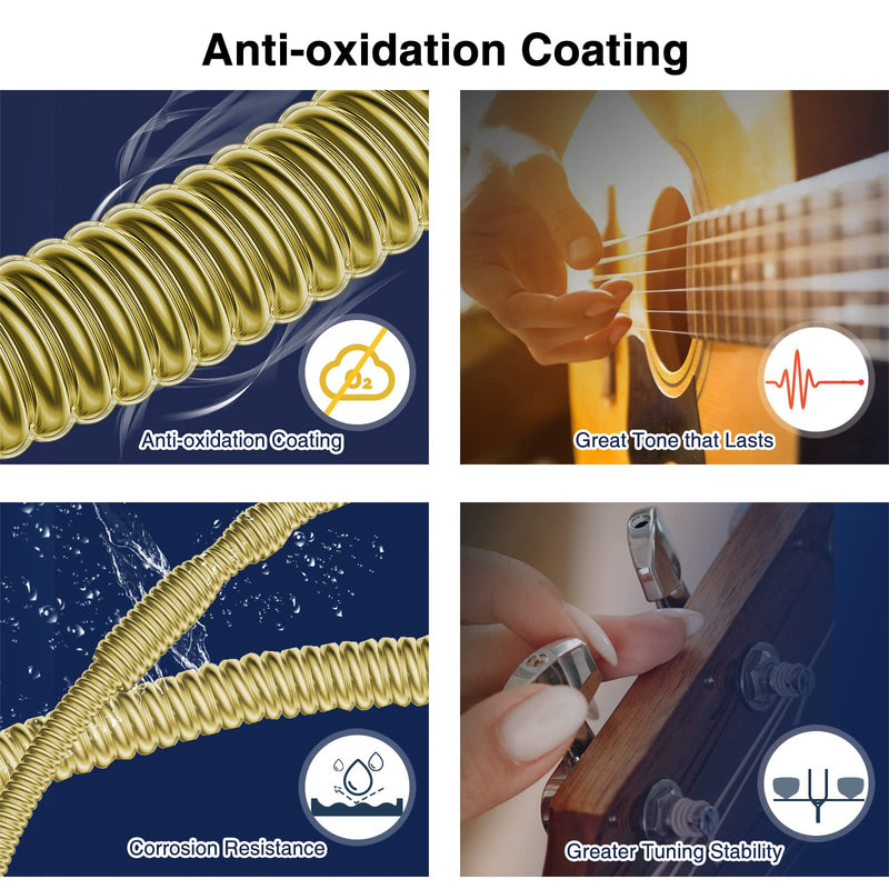 Guitar Strings, Acoustic Guitar Strings, 6 Strings Set, Hexagonal Carbon Core 75/25 Bronze, Light, 10-47, 10 Packs TX620