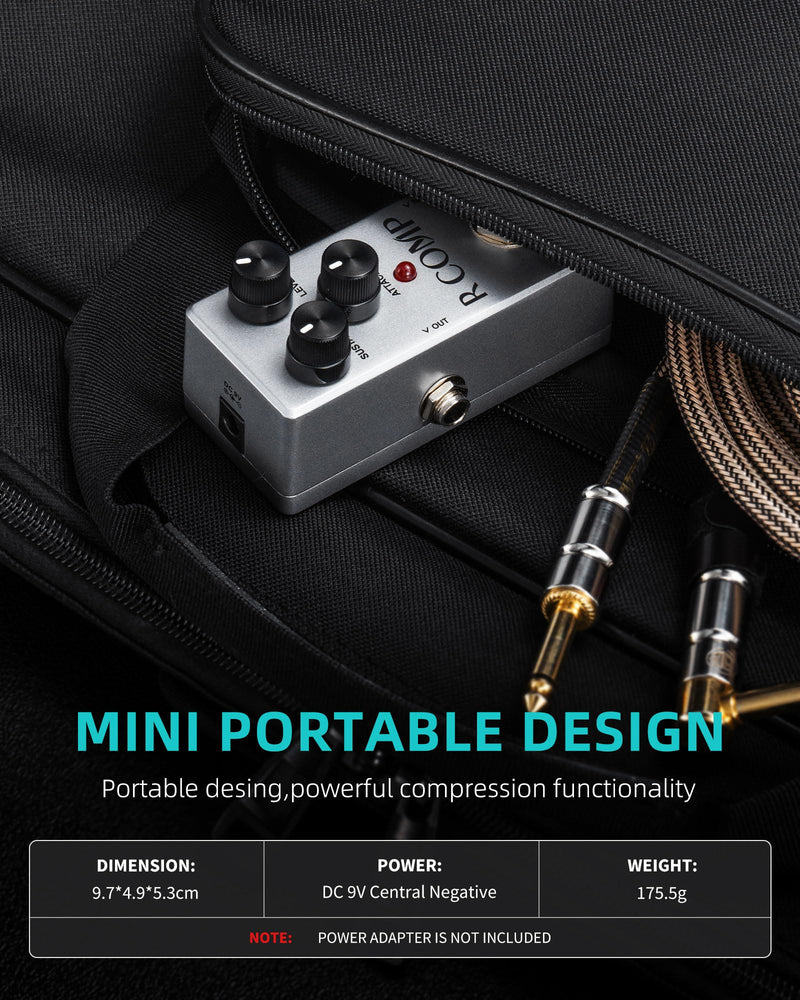 LEKATO Compressor Pedal, FET Compressor Effect Pedal, Mini Compressor Pedal Analog for Electric Guitar and Bass, True Bypass 9V