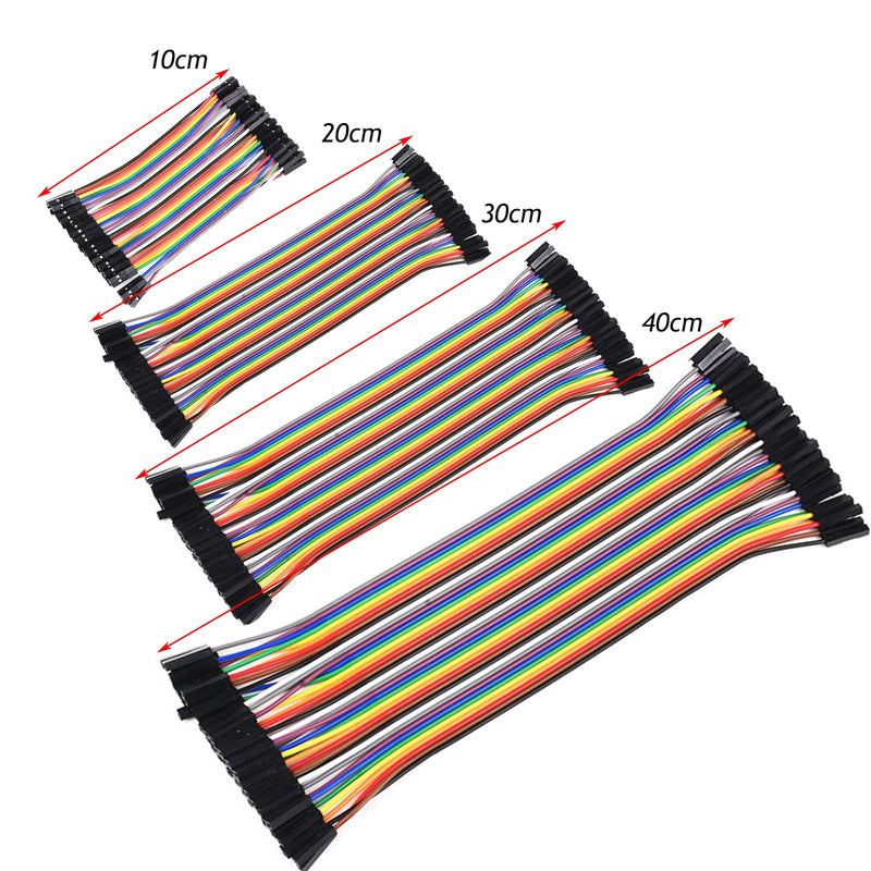 Leloco Dupont Jumper Cable Set 160 Pieces, Female-Female, Cable Jumper Jumpers 28AWG 10/20/30/40 cm, Multicoloured Jumper Wire with Dupont Connector for Arduino, Raspberry Pi & Electronics Projects BB