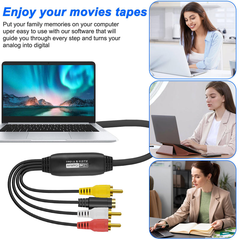 [AUSTRALIA] - XMSJSIY USB 2.0 Audio Video Capture Card S Video RCA to USB Digital Grabber Recorder CVBS VHS VCR to Digital Converter for DVD Player,Laptop,PC,Tape Recording -1.2M/3.9FT (S-Video+3 RCA Male to USB) S-video+3 RCA Male to USB 