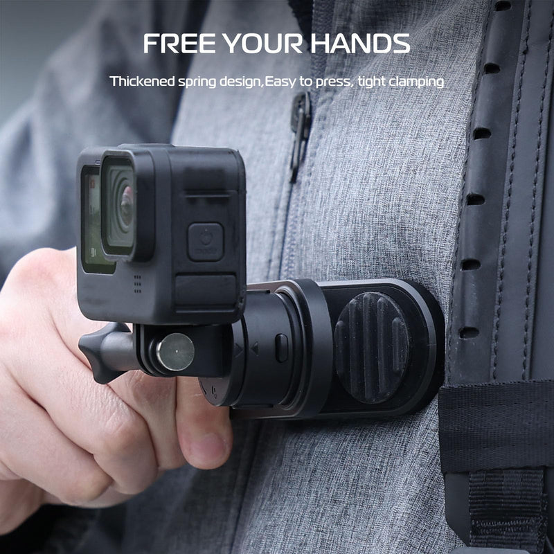 ULANZI Backpack Mount for Gopro, Go Quick II Magnetic Suction Clip Clamp Mount Quick Release Shoulder Strap Holder Universal Accessories for Gopro Max Hero 11 10 9 8 7 6 5 Black DJI Action