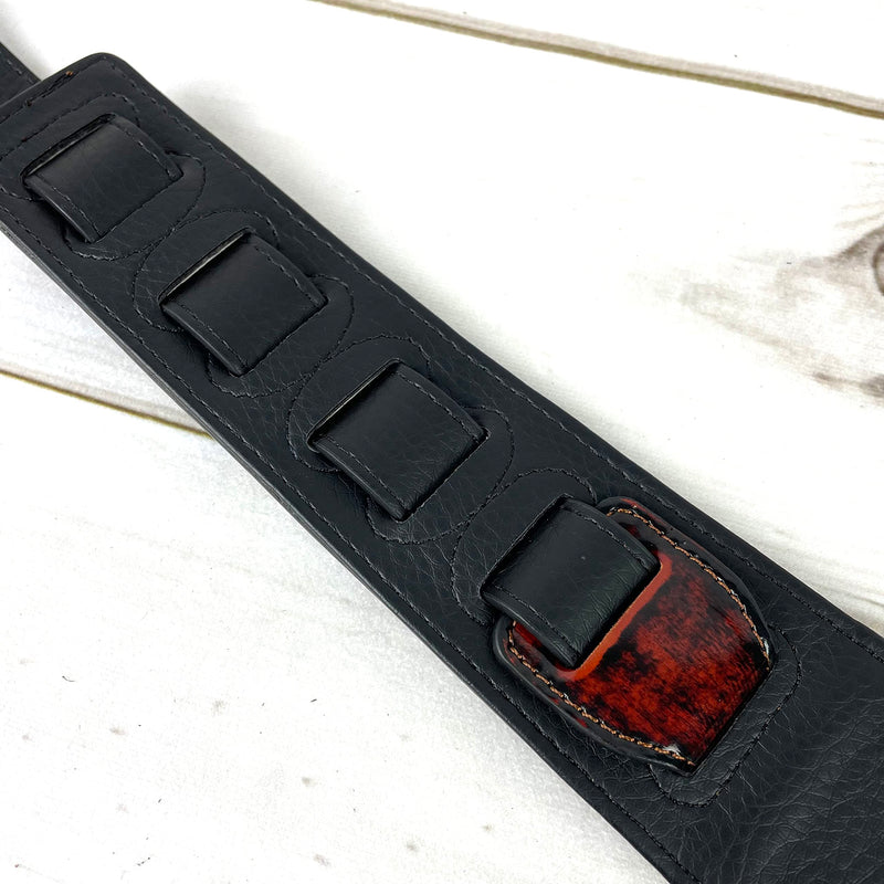 Walker And Williams GB-32 Handmade Bourbon Brown Padded Guitar Strap with Vintage Paisley Pattern For Acoustic, Electric, And Bass Guitars