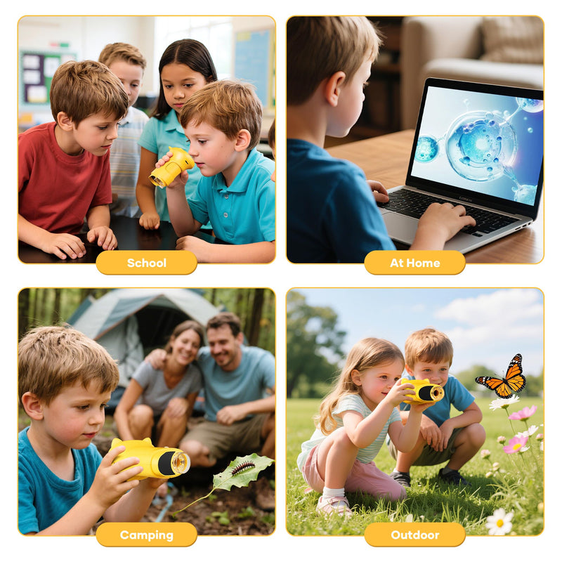 [AUSTRALIA] - 1000X Handheld Digital Microscope for Kids : Wonderquest Microscope with 2.0" IPS Screen, STEM Toys for Ages 3-6 8-13 Girls Boys Child, Portable Edu Gift Age 4-6 8-12 Children Students Yellow 
