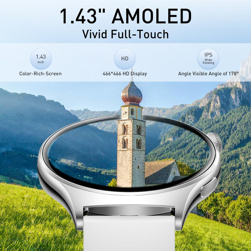 x2 Smart Watch, 1.83" & 1.43" HD with Calls and Messages/Heart Rate/Sleep/Female Cycle,Fitness Tracker Smartwatch for Android/iOS Compatible,Silver & White