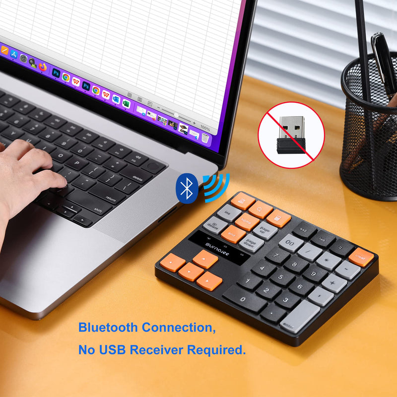 SurnQiee Bluetooth Numeric Keypad, Wireless Number Pad 35-Keys Financial Accounting Rechargeable Number Keyboard for Laptop Desktop, PC, Notebook 35 keys - Bluetooth