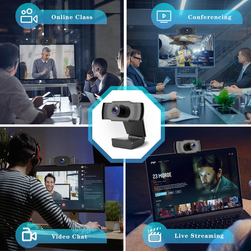[AUSTRALIA] - 4K Webcam for PC, Ultra 4K HD Web Cam, Dual Noise-Canceling Mics, Auto Light Correction, Wide Angle Streaming Camera,Plug and Play for Video Calling/Conferencing/Zoom/Skype/Teams 4k Black Updated 