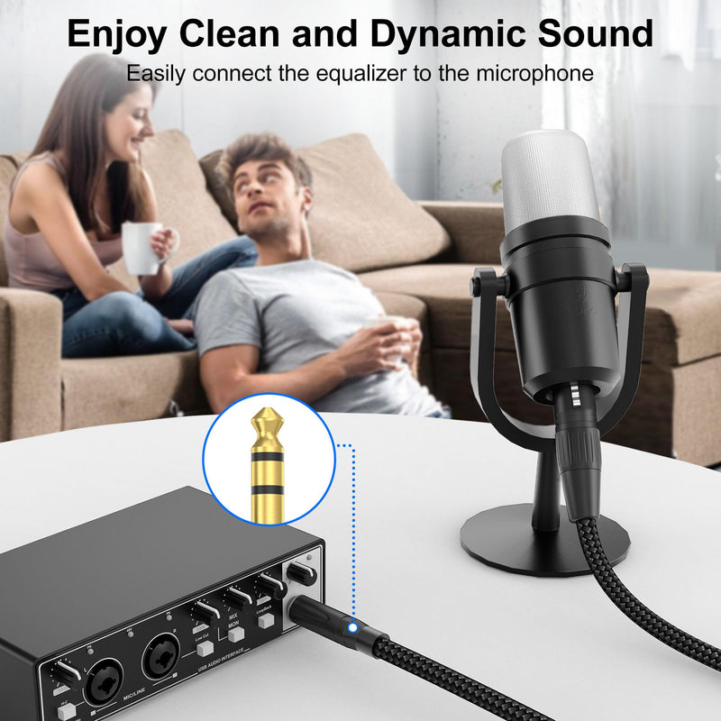 HOSONGIN XLR Female to 1/4 TRS Male Balanced Cable, 6.35mm Balanced Stereo Jack Cable with 3-Pin Connector, Nylon Braided for Live Sound, Electronic Organ, Mixers Studio Gear, 10 Feet 1-Pack Black