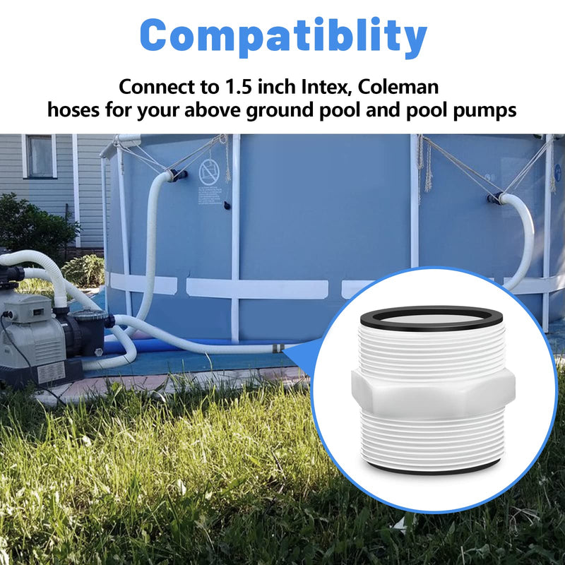 Pool Hose Adapter for Intex & Coleman Pool Split Hose Joint Connector, Swimming Pump 1.5 Inch Pools Drain Adapter Extender with 4 Ring Gaskets for Above Ground Pools Pump Hose Connector - 2 Pack