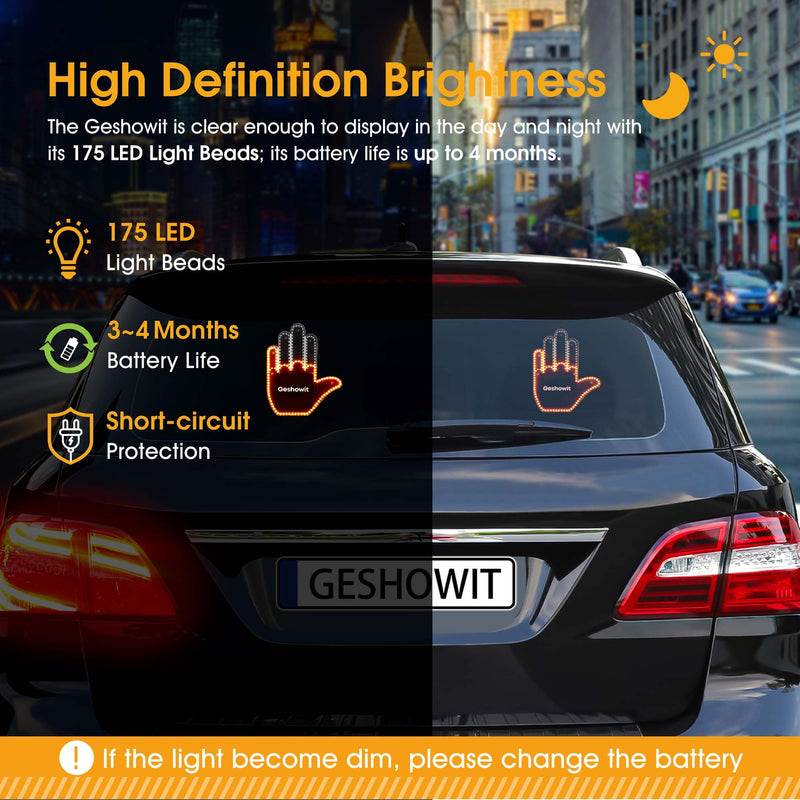[AUSTRALIA] - Car Accessories for Men - Car Finger Light with 6 Gestures Remote - Show Your Feelings to Drivers - Ideal Gift Hand Gesture Lights, Truck Accessories, Hand Sign Car LED Signs for Men and Women Black (Upgraded) 