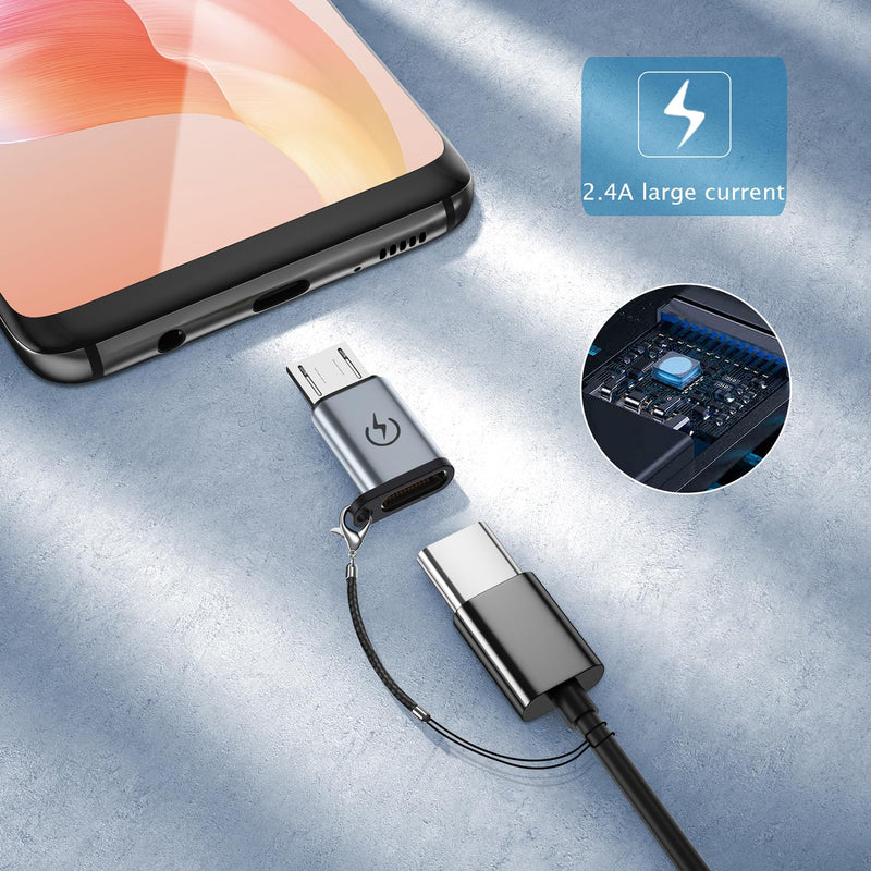 [AUSTRALIA] - USB C to Micro USB Adapter (4 Pack), USB Type C Female to Micro USB Male Converter Compatible with Samsung Galaxy S6/S7 Edge, LG Nexus 4/5/6 and More Micro USB Devices (Grey) 