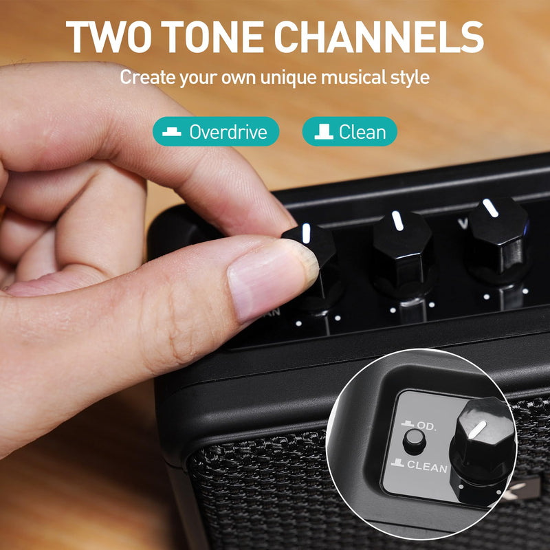 EROK Mini Electric Guitar Amplifier, with Clean Overdrive Effects,Support BT/Headphone Connection,5W Indoor Music Pratice Speaker (Dark) Dark