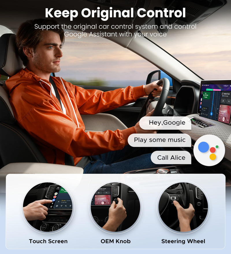ByteWave Android Auto Wireless Adapter, 2025 NFC Convert Wired to Wireless Android Auto Car Adapter with 5.8GHz WiFi, Mini Android Auto Dongle Compatible for Android 12+ and 2016+ Cars, USB-A/C, Black