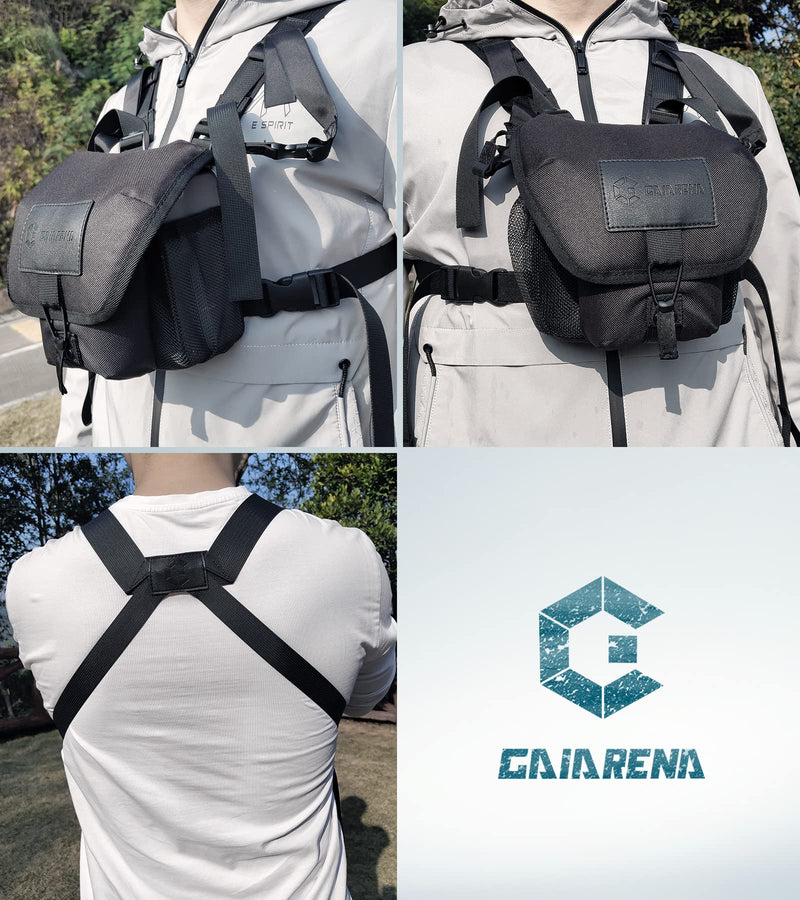 GAIARENA Waterproof Binocular Harness Chest Pack, Bino Harness Case with Rangefinder & Cellphone Pocket for 20x50 Binoculars(Full Size) Full Size