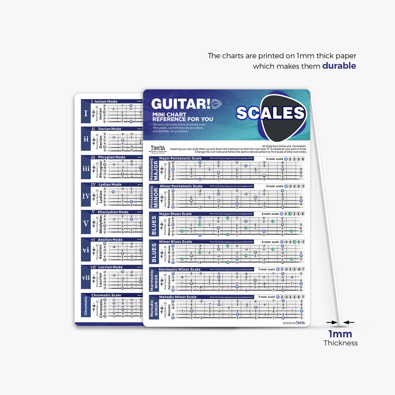 TiMitA Guitar Chord Chart of Essential Chords | Scales | Triads | Circle of Fifths, 8'' x 11'' Visual Chords Reference Guide Charts for Beginners, Guitar Theory Cheatsheets of Acoustic Electric Guitar 8x11 inch