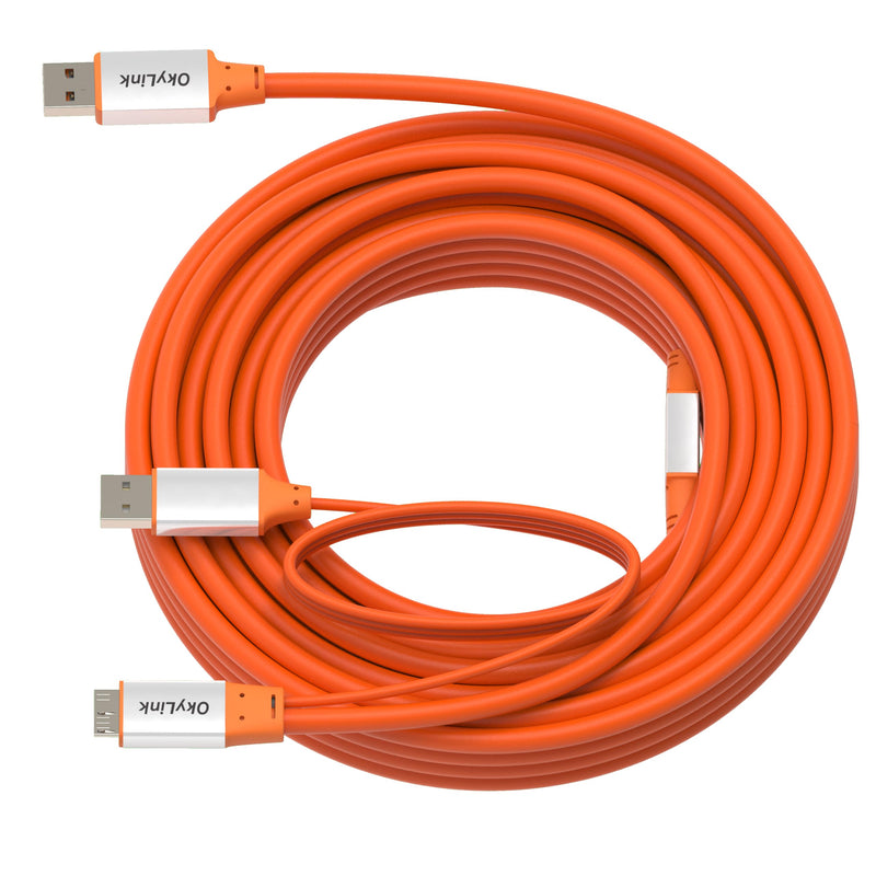 OkyLink Active USB 3.2 Gen 2 A to Micro-B Cable Male to Male 10Gbps, 32ft | 10m Active, for Long-Distance External Storage & Industrial Hard Drive Connection Orange USB3.2 32ft (10m)