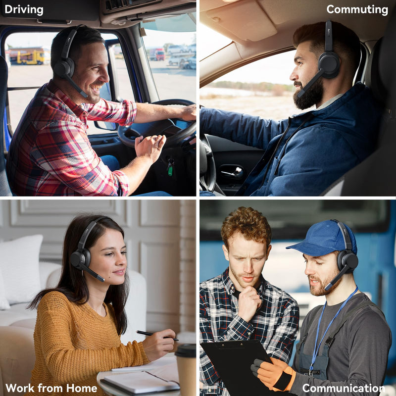 LEVN Trucker Headset, Trucker Bluetooth Headset with Noise Cancelling Microphone & Mute Button, Bluetooth Headset 5.2 Multipoint for Work from Home/Cell Phone/Computer/Zoom/Teams/Truck Driver LE-HS015