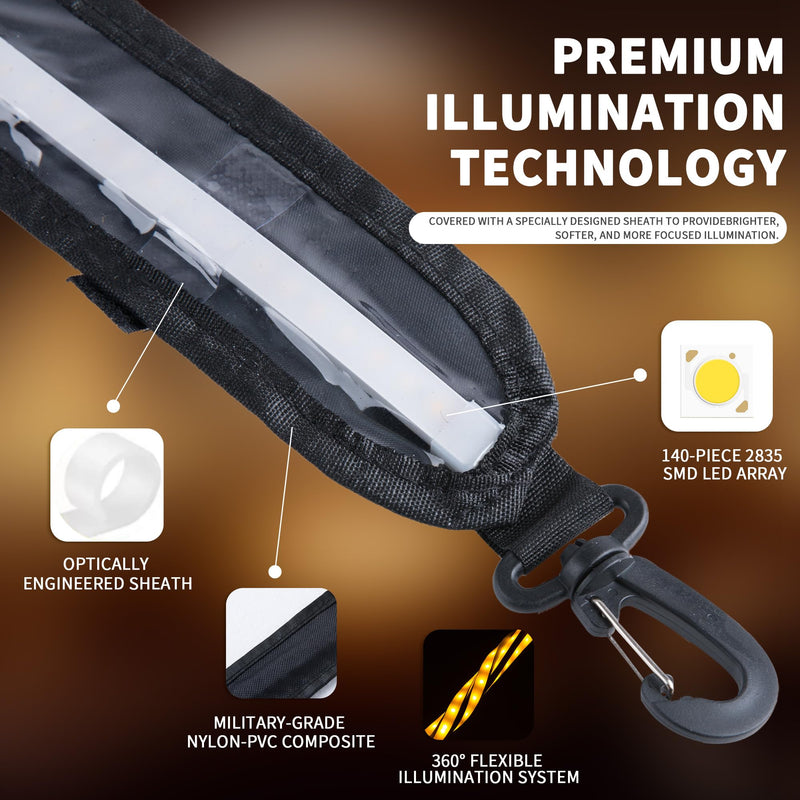 12V 4ft Led Light Strip Dimmable Camping Awning Light with 140 SMD 2835 LED Chips Cabinet Lights, Rv Accessories Waterproof IP67 Multi-Functional Use for Car Tent, Camper Motorhome White/1 set