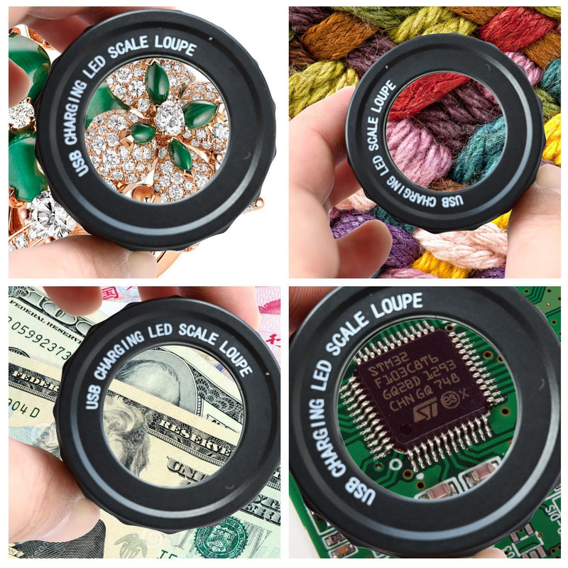 [AUSTRALIA] - 30X Loupe Magnifier, USB Rechargeable 8 Lights Portable Eye Loupe Sewing Magnifying Glass for Watches, Jewelry, Coins, Currency, Stamps 