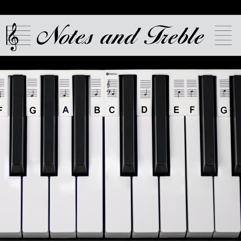 [AUSTRALIA] - Removable Piano Keyboard Note Labels for Learning, Piano Notes Guide & Piano Keys Guide - 88-Key Full Size, Say Goodbye to Piano Key Stickers & Piano Keyboard Stickers (Classic Black) Classic Black 