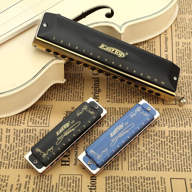 [AUSTRALIA] - East top Diatonic Harmonica Key of Db 10 Holes 20 Tones 008K Blues Mouth Organ with Black Cover, Top Grade Harmonica for Adults, Professionals and Students 