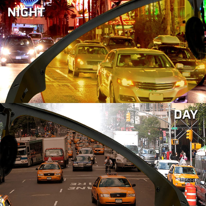 [AUSTRALIA] - BLUPOND Set of 2 HD Day and Night Driving Glasses - Polarized Sunglasses and Yellow Night Vision Glasses With Car Clip Holder 1 Yellow Lens + 1 Black Lens 