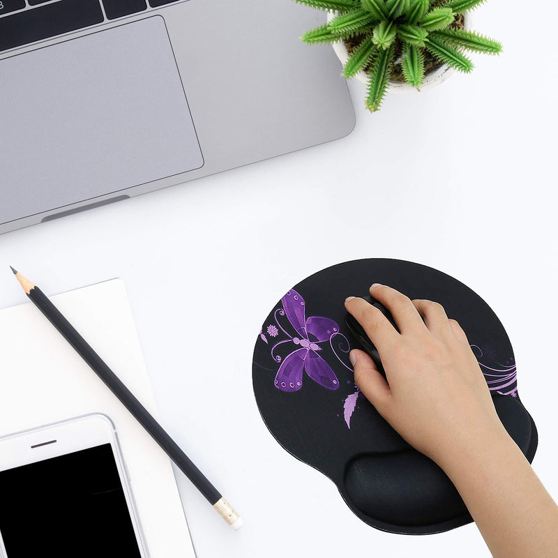 Wrist Rest Support Mouse Pad - Ergonomic Mouse Pad,Memory Foam Mice Mat for Office Work Computer Gaming by RICHEN Nice Butterfly