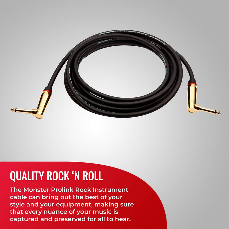 Monster Prolink Rock Instrument Cable - 8 in Right Angle to Right Angle for Electric Guitar - 95% Copper Braided Shielded