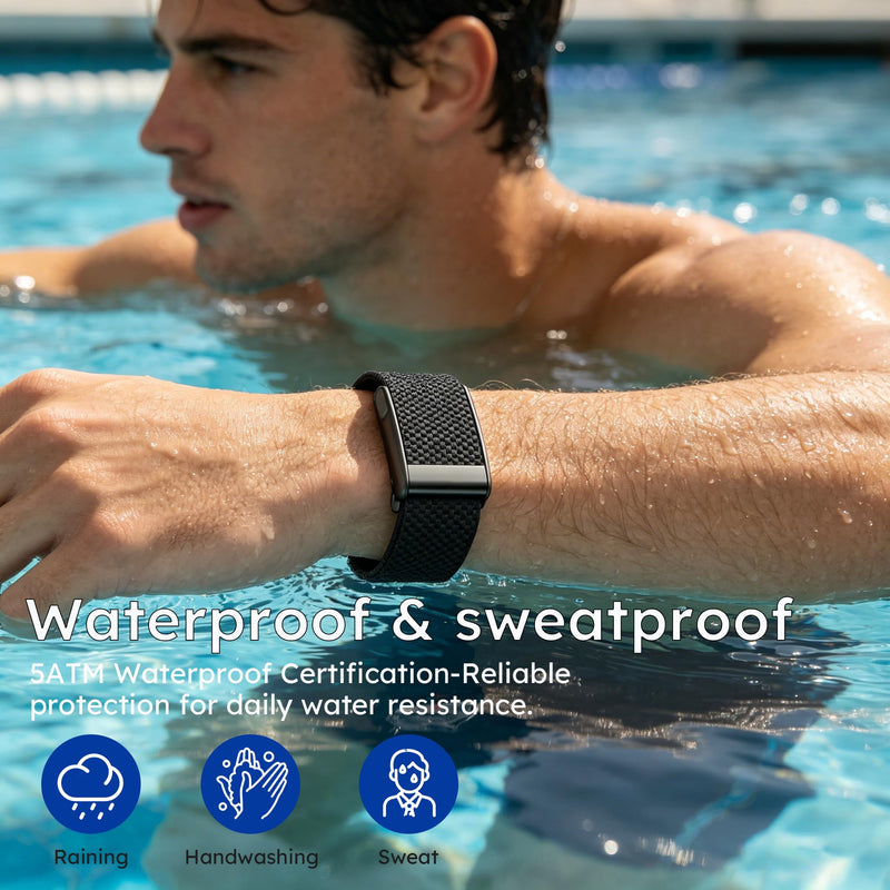 Activity Tracker 24/7 Health Heart Rate Sleep Monitor Pedometer Calorie Lightweight Screenless Activity Tracker for Men Women Seniors Wearable Fitness Trackers Free APP IP68 Waterproof black