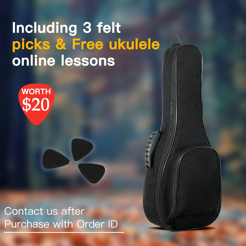 Baritone ukulele case 0.5 Inch Thick Padding ABS Handles Deviser Guitalele case linen fabric 30 inch Bass ukulele gig bag with Felt picks Black 30 Inch baritone Ukele case