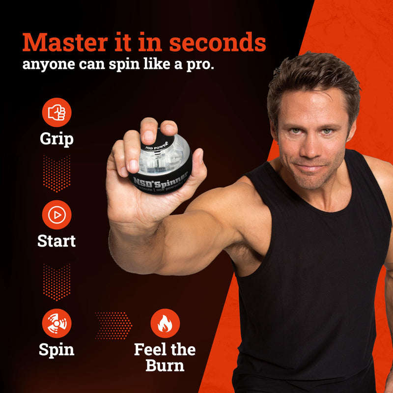 [AUSTRALIA] - NSD Essential Crystal Spinner Gyro Ball | Grip Strengthener for Forearms, Wrist & Hands | String Start Design, Up to 18,000 RPM | Portable Wrist Trainer & Workout Equipment | Ideal for Desk Workers, Athletes & Musicians 